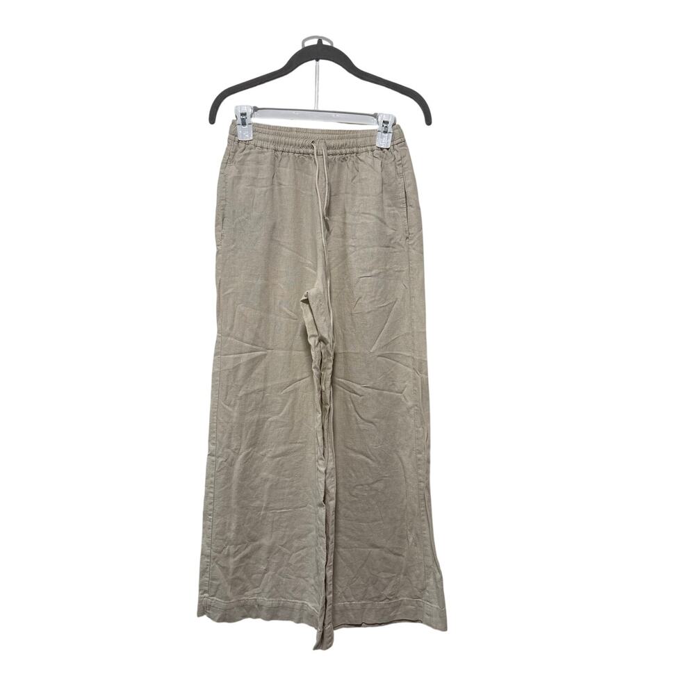 Max Studio Linen Wide Leg Drawstring Pants XS Beige - Picture 2 of 7